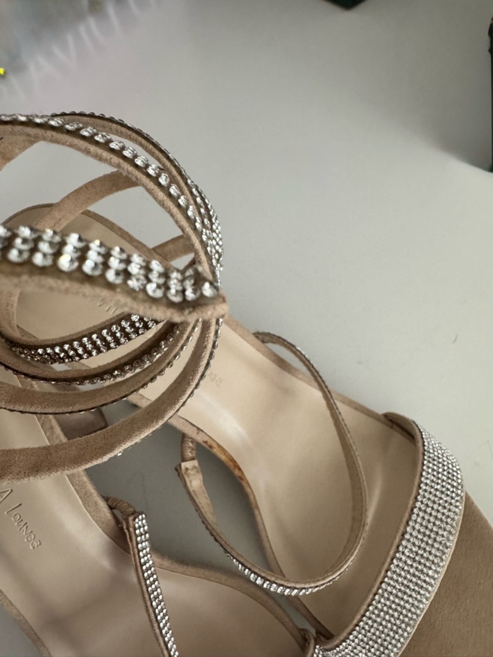 Wild Diva Spiral Rhinestone Strappy Ankle Chunky Block Heels - Picture 3 of 6